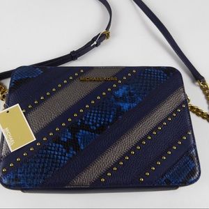 Michael Kors MK Large Leather Crossbody Stud Snake